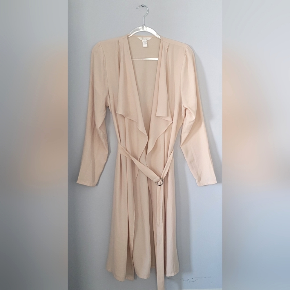 Duster Waterfall Belted Blush Pink Collar Coat Size Large